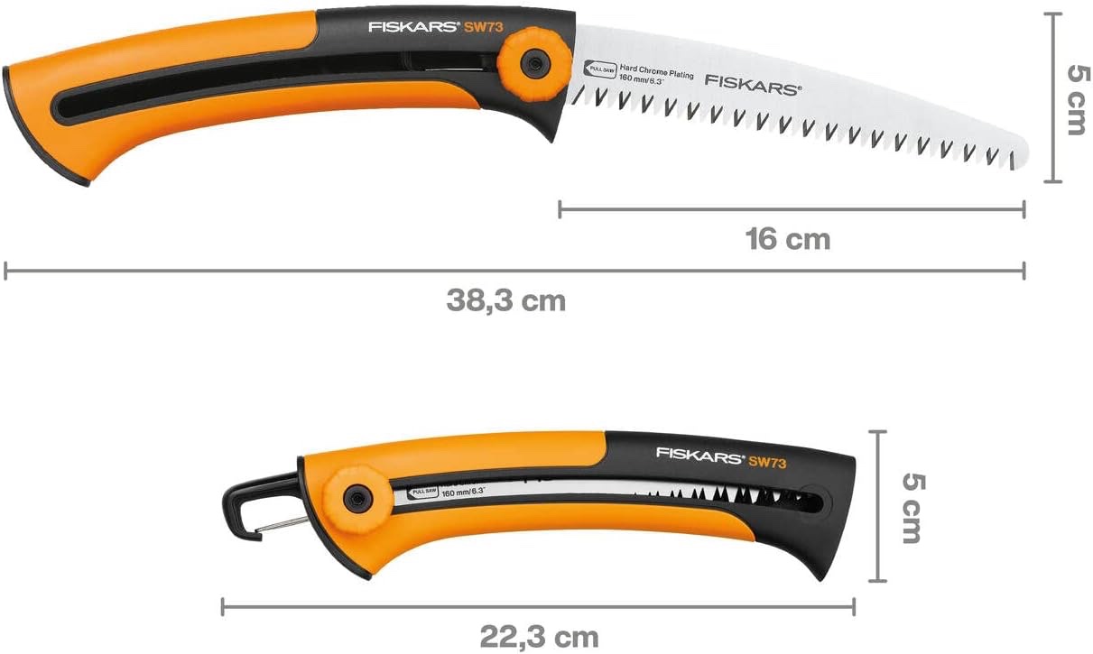 Fiskars Handsäge für frisches Holz, Grobzahnung, Sägeblattlänge: 16 cm, Einziehbar, Rostfreies Stahl-Sägeblatt - Amazon